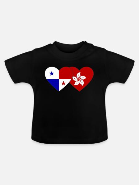 Panama Hong Kong Flagge - Baby Bio-T-Shirt mit Rundhals - Schwarz