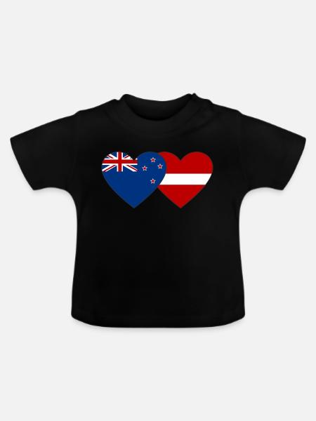 Neuseeland Lettland Flagge - Baby Bio-T-Shirt mit Rundhals - Schwarz