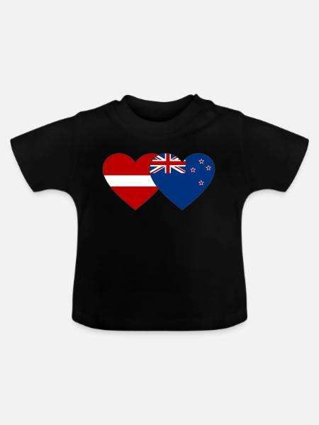 Lettland Neuseeland Flagge - Baby Bio-T-Shirt mit Rundhals - Schwarz