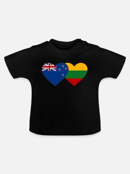 Neuseeland Litauen Flagge - Baby Bio-T-Shirt mit Rundhals - Schwarz