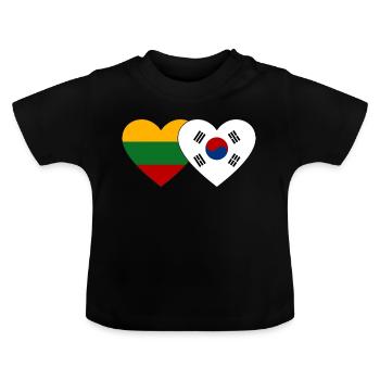 Litauen Südkorea Flagge Herz - Baby Bio-T-Shirt mit Rundhals - Schwarz - Vorne