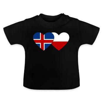 Islande Pologne Drapeau Coeur - T-shirt bio col rond Bébé - noir - Devant