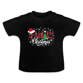 Noël en famille - T-shirt bio col rond Bébé - noir - Devant