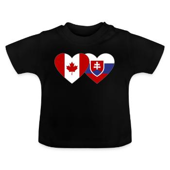 Kanada Slowakei Flagge Herz - Baby Bio-T-Shirt mit Rundhals - Schwarz - Vorne