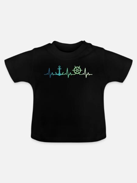 Ankerherzschlag Matrose Geschenk Matrose - Baby Bio-T-Shirt mit Rundhals - Schwarz
