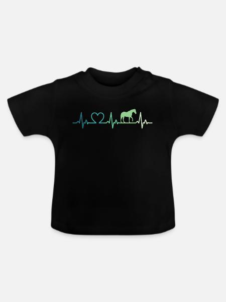 Mein Pferd, Herzschlag, Pferde, - Baby Bio-T-Shirt mit Rundhals - Schwarz