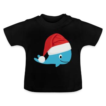 Baleine avec chapeau de Nicolas pour Noël - T-shirt bio col rond Bébé - noir - Devant