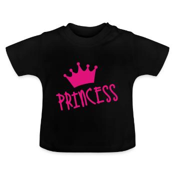 PRINCESS - Baby Organic T-Shirt with Round Neck - black - Front