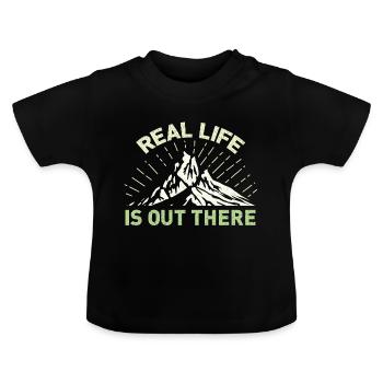 Dehors dehors là l'aventure en plein air - T-shirt bio col rond Bébé - noir - Devant