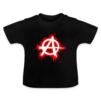 Anarchy / Anarchy in white, red splashes - Baby Organic T-Shirt with Round Neck - black - Front
