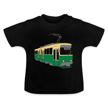 Helsinki Straßenbahn - Baby Bio-T-Shirt mit Rundhals - Schwarz - Vorne