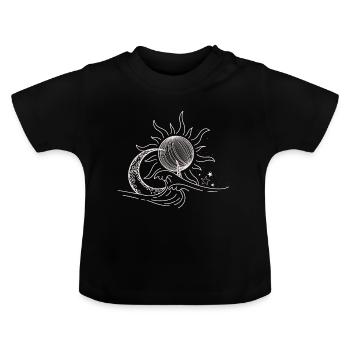 Moon Sun Stars Environmental Protection Nature Tides - Baby Organic T-Shirt with Round Neck - black - Front
