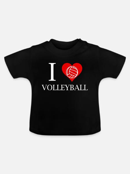 I love Volleyball weiß - Baby Bio-T-Shirt mit Rundhals - Schwarz