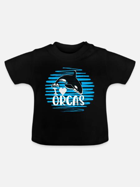 Orcas sind mein Geisttier - Baby Bio-T-Shirt mit Rundhals - Schwarz