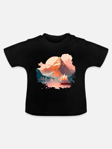 Der Fjord - Baby Bio-T-Shirt mit Rundhals - Schwarz