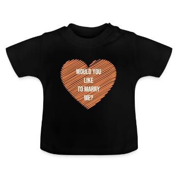 Heiratsantrag beim Fischen - Baby Bio-T-Shirt mit Rundhals - Schwarz - Vorne