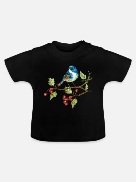 Bunter Vogel - Baby Bio-T-Shirt mit Rundhals - Schwarz