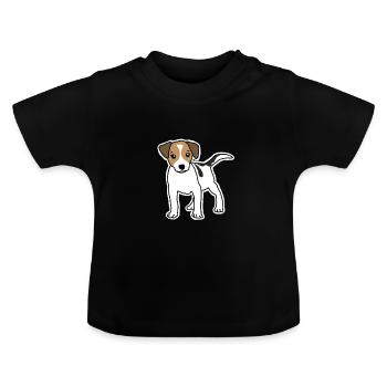 Jack Russell Terrier Welpe mit weißer Umrandung - Baby Bio-T-Shirt mit Rundhals - Schwarz - Vorne