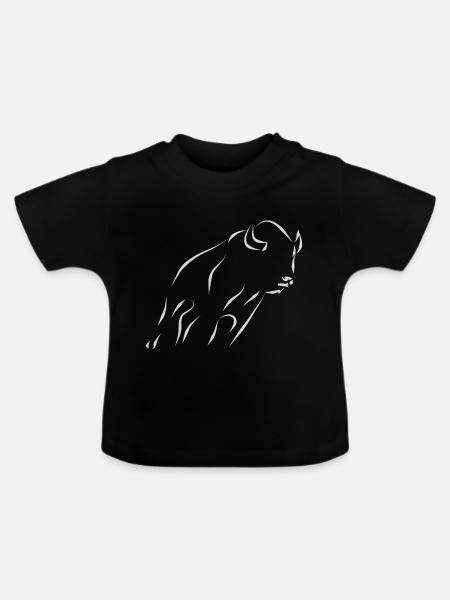 Bison - hellgrau - Baby Bio-T-Shirt mit Rundhals - Schwarz