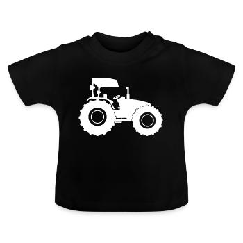 Tractor tractor - Baby Organic T-Shirt with Round Neck - black - Front