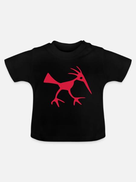 petroglyphe vogel vektor - Baby Bio-T-Shirt mit Rundhals - Schwarz
