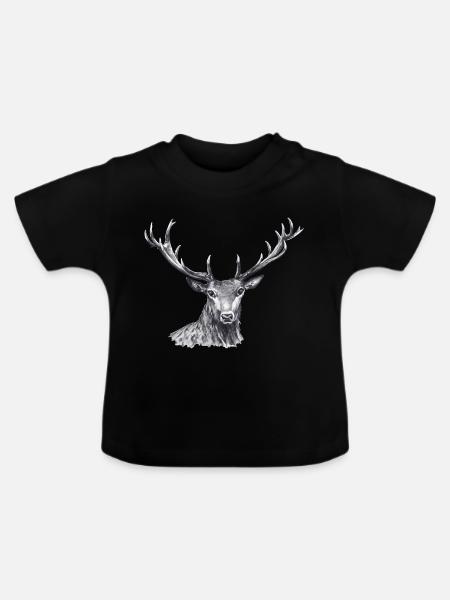 Hirsch - Baby Bio-T-Shirt mit Rundhals - Schwarz