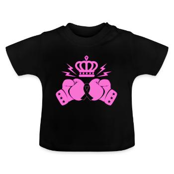 Brustkrebs Kampf - Baby Bio-T-Shirt mit Rundhals - Schwarz - Vorne