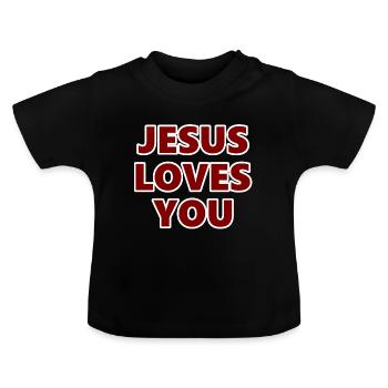 Jesus, English saying, faith, religion, God - Baby Organic T-Shirt with Round Neck - black - Front
