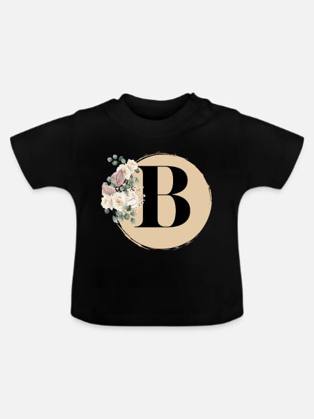 Buchstabe B - Baby Bio-T-Shirt mit Rundhals - Schwarz