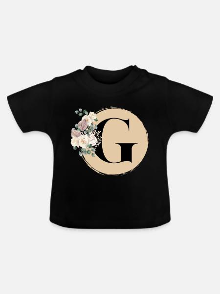 Buchstabe G - Baby Bio-T-Shirt mit Rundhals - Schwarz