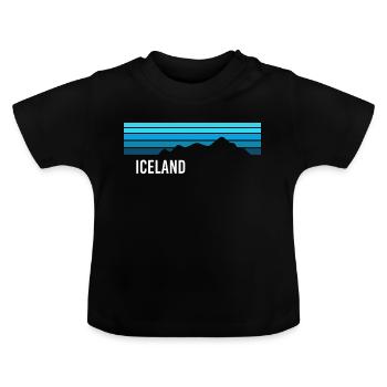 Island Iceland Geysir Fjords Volcano - Baby Organic T-Shirt with Round Neck - black - Front