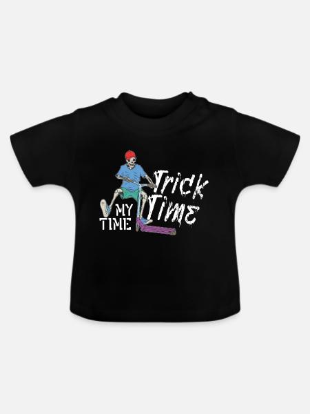 Stunt Scooter trick - Baby Bio-T-Shirt mit Rundhals - Schwarz