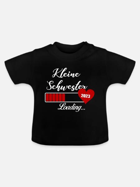 kleine Schwester loading 2023 - Baby Bio-T-Shirt mit Rundhals - Schwarz