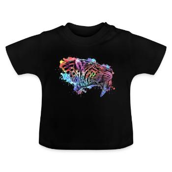 Säbelzahntiger - Baby Bio-T-Shirt mit Rundhals - Schwarz - Vorne