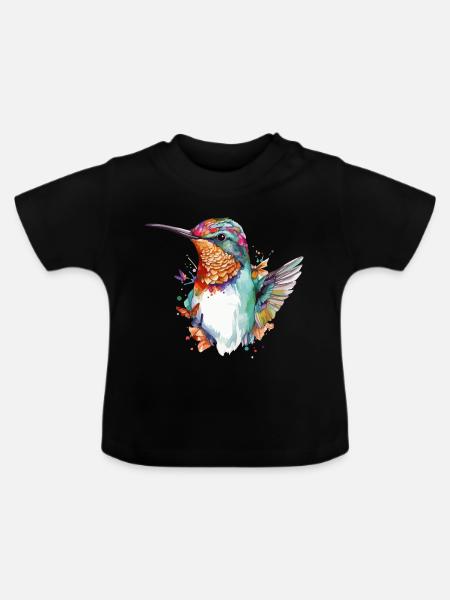 Mimi der Kolibri - Baby Bio-T-Shirt mit Rundhals - Schwarz
