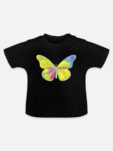 Bunte Schmetterling - Baby Bio-T-Shirt mit Rundhals - Schwarz