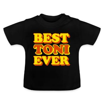 Toni Vorname Lustiges Geschenk - Baby Bio-T-Shirt mit Rundhals - Schwarz - Vorne