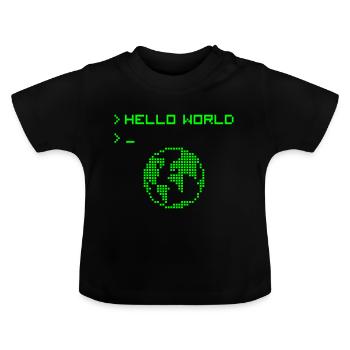 hello_world - Baby Bio-T-Shirt mit Rundhals - Schwarz - Vorne