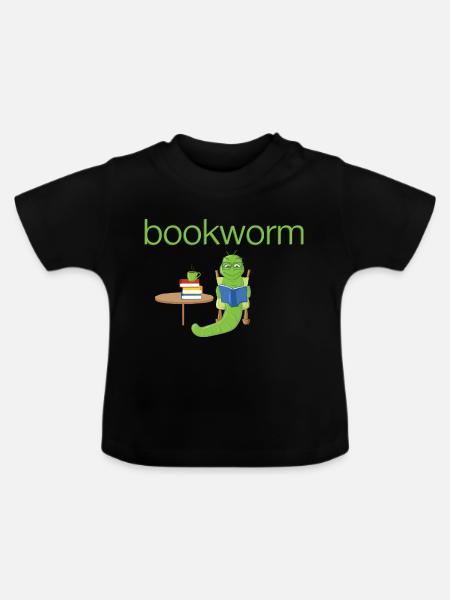 Bookworm, Bücherwurm.Geschenk,lesen,Leseratte - Baby Bio-T-Shirt mit Rundhals - Schwarz
