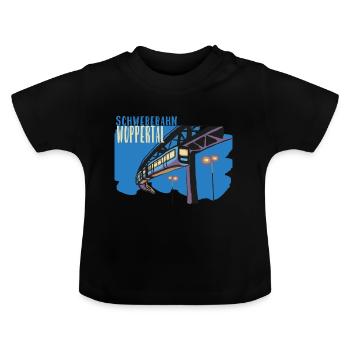 Neue Schwebebahn aus Wuppertal - Baby Bio-T-Shirt mit Rundhals - Schwarz - Vorne