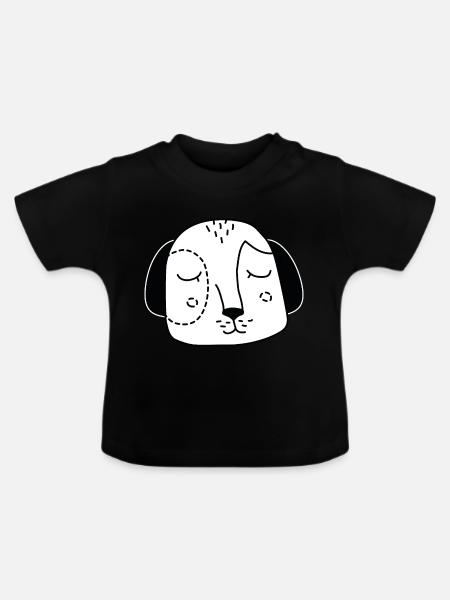 Hund Gesicht Hundekopf - Baby Bio-T-Shirt mit Rundhals - Schwarz