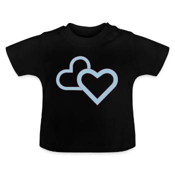 coeur / double coeur - T-shirt bio col rond Bébé - noir - Devant