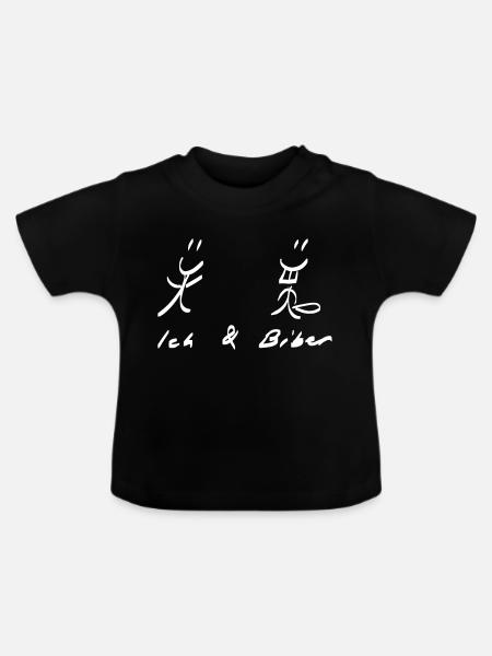 Ich & Biber Strichmännchen - Baby Bio-T-Shirt mit Rundhals - Schwarz