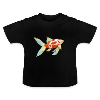 Poisson rouge à queue de comète - T-shirt bio col rond Bébé - noir - Devant