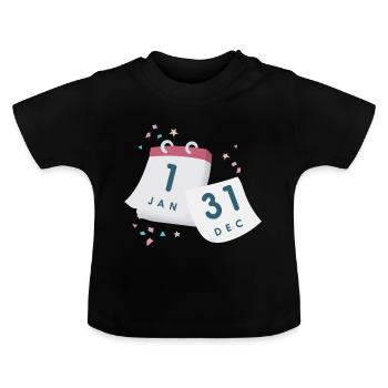 Calendrier Nouvel An - T-shirt bio col rond Bébé - noir - Devant