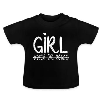 Fleurs de fille - T-shirt bio col rond Bébé - noir - Devant