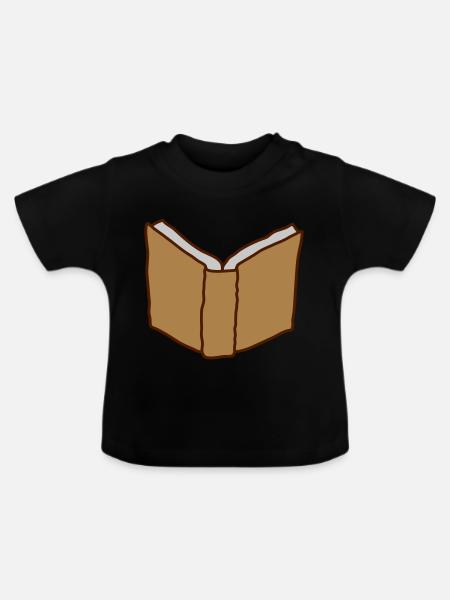 Offenes Buch von hinten - Baby Bio-T-Shirt mit Rundhals - Schwarz