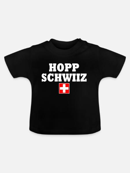 Hopp schwiiz - Baby Bio-T-Shirt mit Rundhals - Schwarz