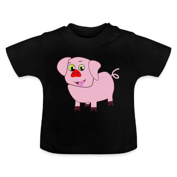 Pig png - Baby Organic T-Shirt with Round Neck - black - Front