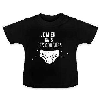 Je m en bats les couche - T-shirt bio col rond Bébé - noir - Devant